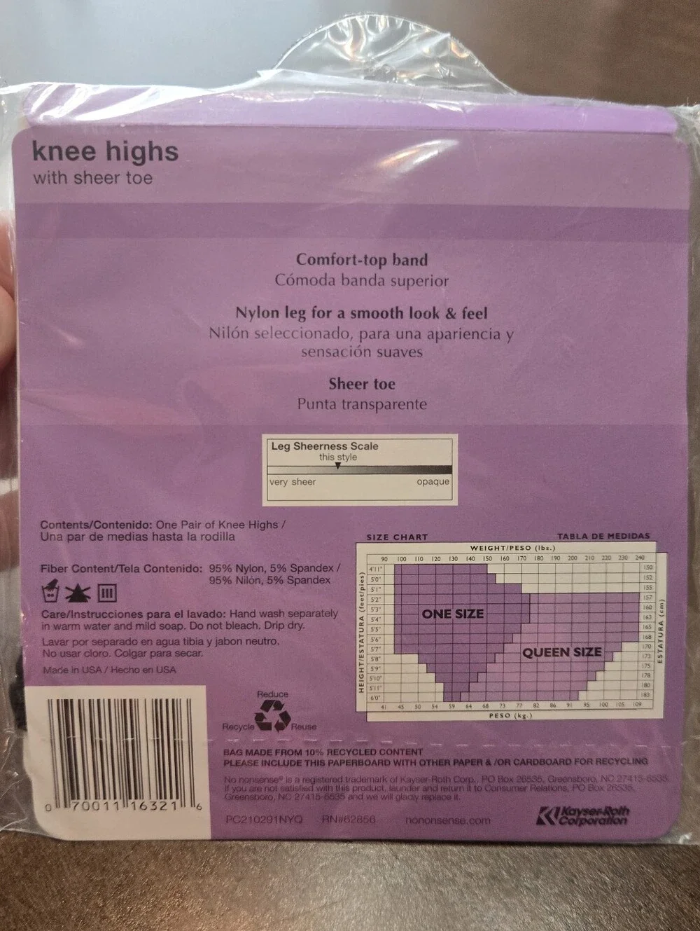 *SALE*Vintage No Nonsense Knee Highs Off Black Size Q Sheer Toe Nylon USA 1 Pair